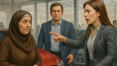 الحجة احت معرض سيارات لتشتري سيارة لحفيدها هدية تخرجه من الجامعة