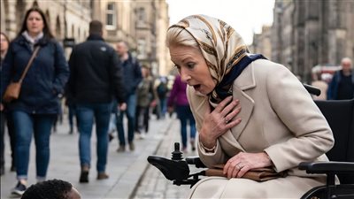 الفتى الأسود الفقير سأل المليونيرة المشلۏلة: سيدتي… أقدر أساعدك