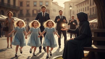 بناته العميان ركضن نحو امرأة غريبة في الساحة… وما اكتشفه الأب بعدها غيّر حياتهم للأبد