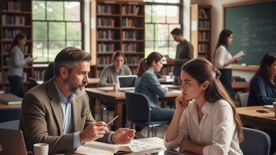 نقاش بين استاذ وطالبة